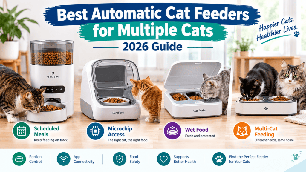 best automatic cat feeders for multiple cats with smart and microchip feeding options