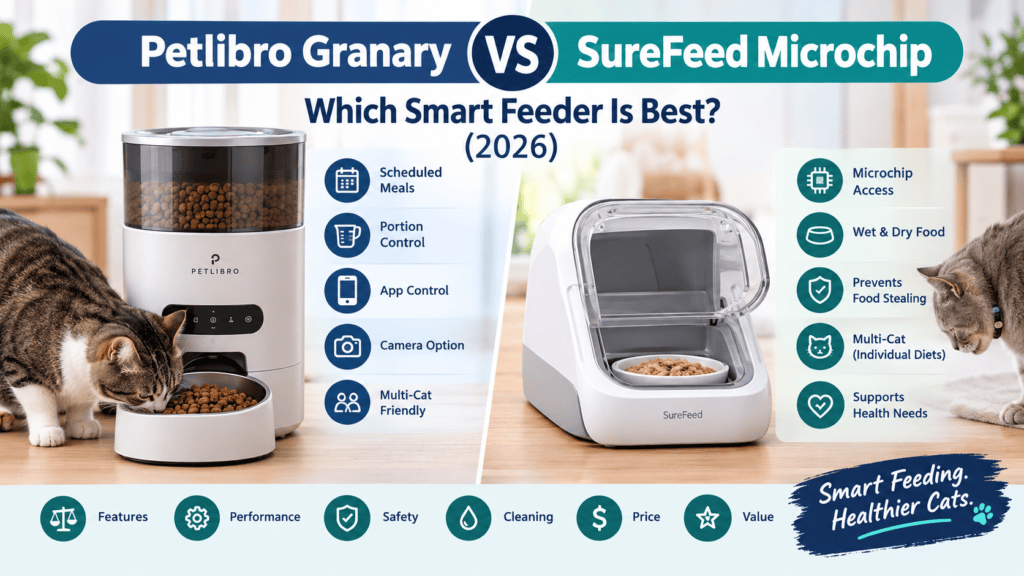 Petlibro Granary vs SureFeed Microchip smart cat feeder comparison